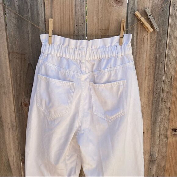 Zara BAGGY PAPERBAG JEANS in white size XS - Picture 5 of 9
